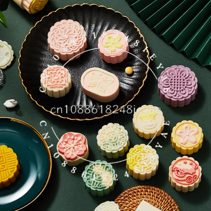 Moon Cake Mold Hand-pressed Mung Bean Cake Embossed Abrasive Ice Skin Moon Cake Dim Sum Pastry Baking Model Peeling