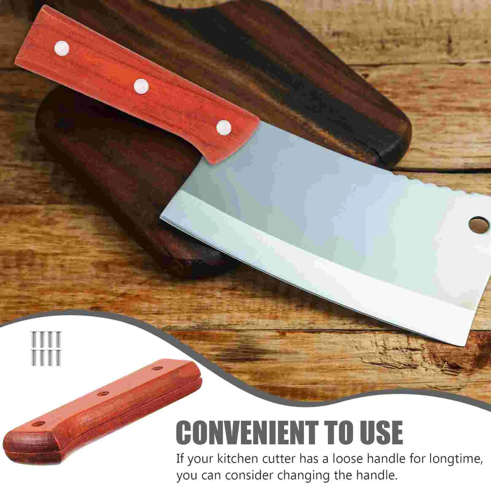 Chopping Grip Kitchen Knife Handle Accessories (Type 1 Holed Red Pear Wood) Comfortable Replacement