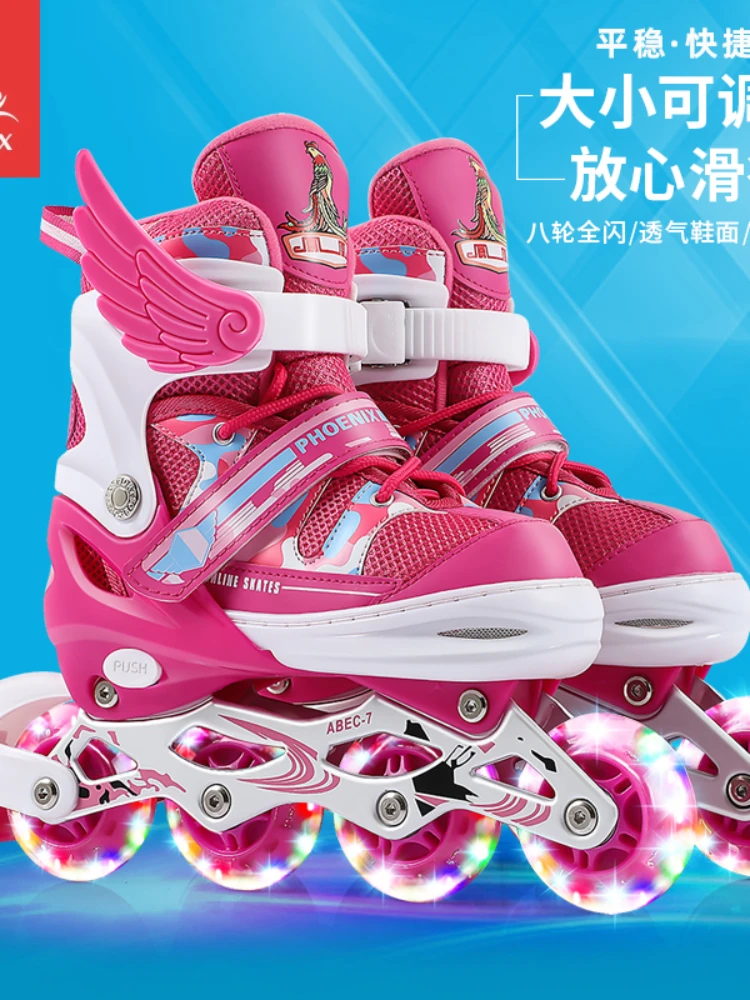 HXL the Skating Shoes Children's Full Set Skates Adjustable Size Roller Skates Beginner