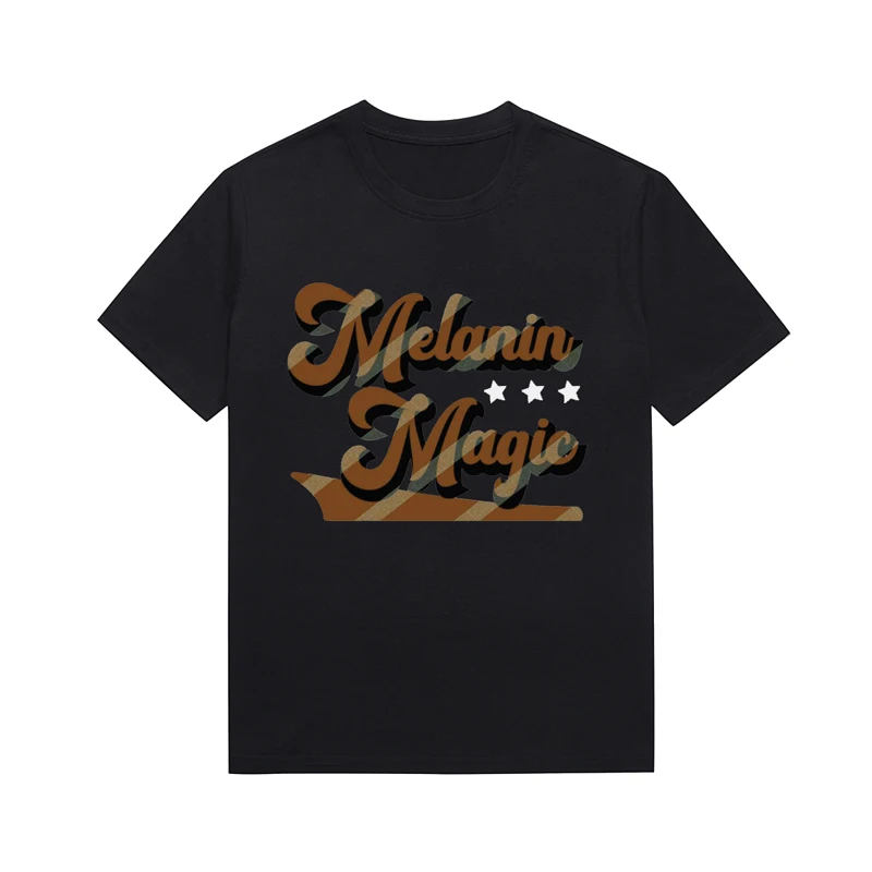 Melanin Magic Graphic T Shirt Tiny Spot Printing Tee Casual Basic Top Cotton Custom T Shirts For Women