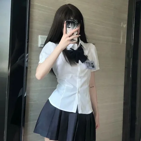Женские рубашки Hotsweet  Ulzzang из полиэстера