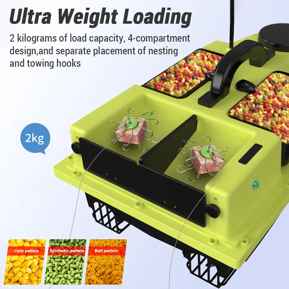 D19 GPS Fishing Bait Boat 600M Remote Control Fishing Feeder 2KG Load Auto Return with 4 Bait Cabin Night Light and Storage Bag