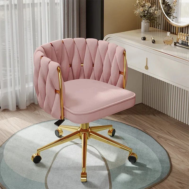 Nordic Luxury Velvet Living Room Chair Computer Chair Bedroom Dressing Stool Front Desk Office Chair INS Anchor Makeup Chair