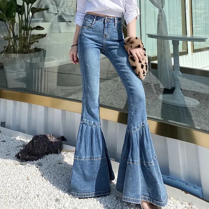 

Jeans Women 2023 Korean New Spring Autumn Cotton Low Skinny Boot Cut Office Lady Women Clothing Versatile Jeans High-quality