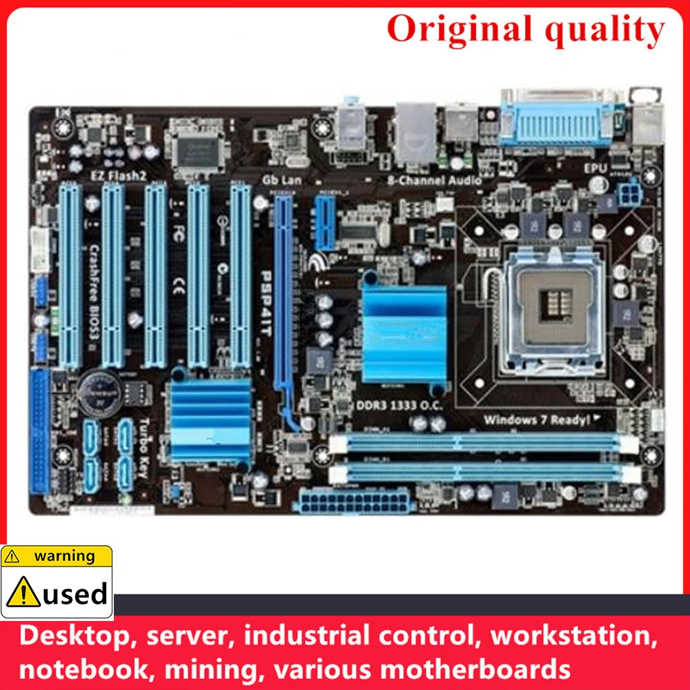 

For P5P41T Motherboards LGA 775 DDR3 8GB ATX For Intel G41 Desktop Mainboard PCI-E2.0 SATA II USB2.0