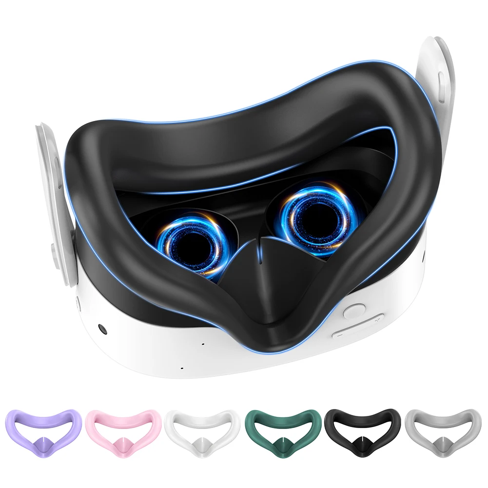 Silicone VR Face Mask Set For Meta Quest 3S Facial Interface Sweatproof Mask Face Cushion Protective Eye Pad VR Accessories