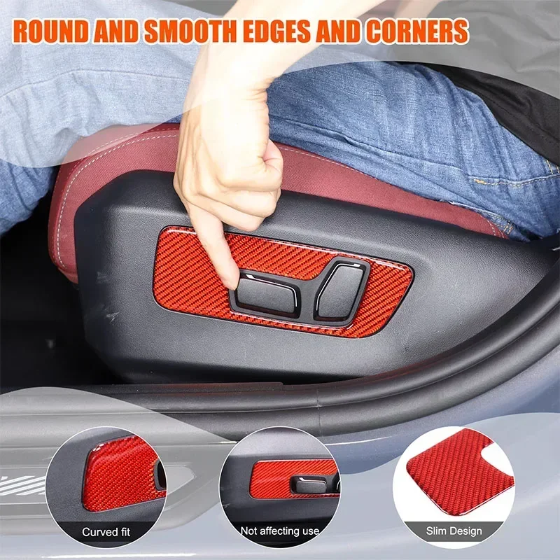 

2Pcs Soft Carbon Fiber For BMW 5 Series G60 2024 Car Front Seat Adjustment Switch Panel Frame Cover Trim Sticker Car Accessories