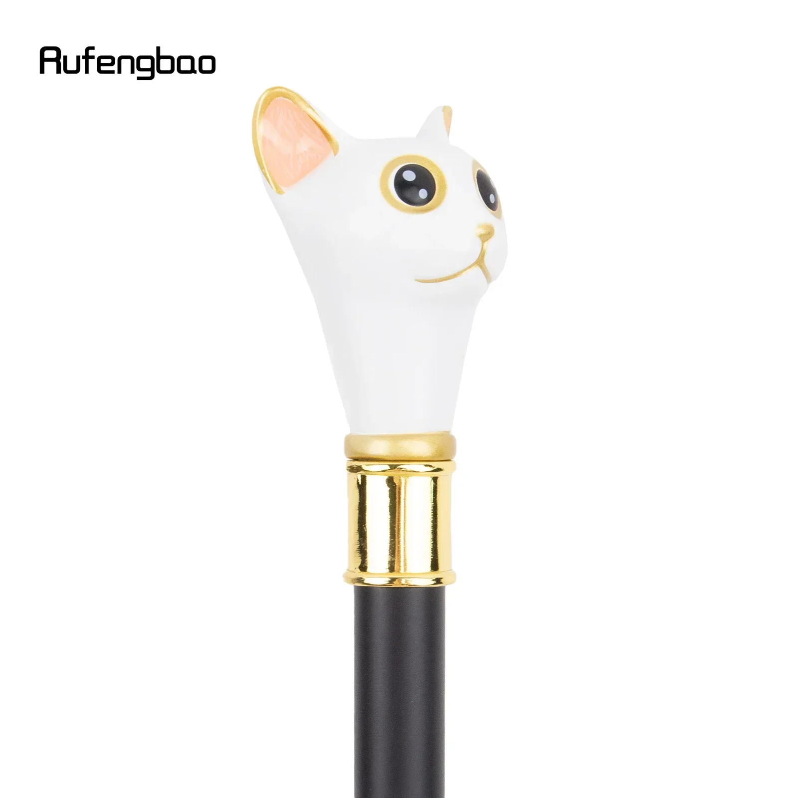 White Golden Cat Gentleman Kitten Walking Cane Fashion Walking Stick Gentleman CrosierSteampunk & Everyday Use 93cm