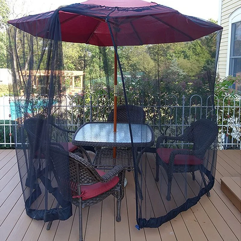 Outdoor Restaurant Patio with Zipper Closure Swing Mosquito Net Net Curtain Mesh Cover Polyester Mesh Parasol-AT35