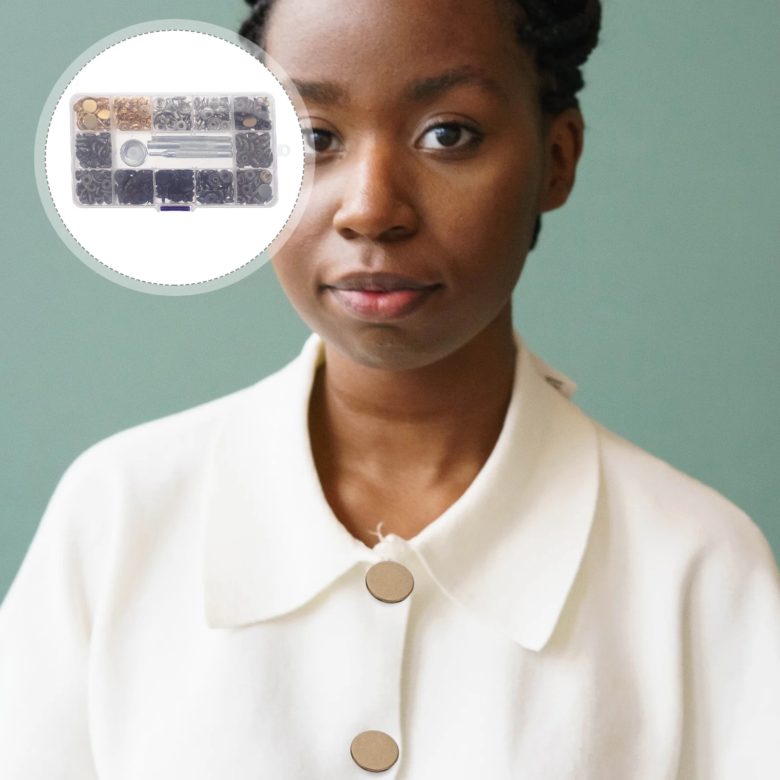 

1Set Metal Snap Button Snap Fasteners Kit Various Colors for Clothes Jackets Bags DIY Craft Tool Storage Box