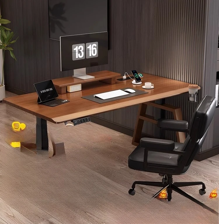 

Solid wood electric lifting table computer desk desk home study desk e-sports table table liftable workbench