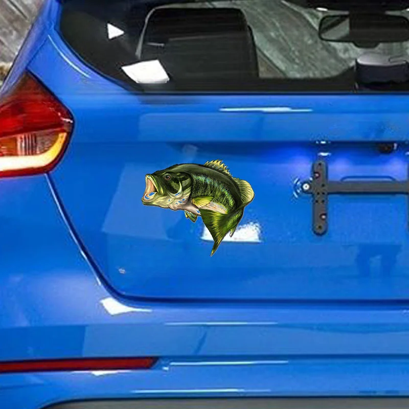 New Bass Fish Reflective Stickers Outdoor Fishing CarStickers Scratch Stickers Car Headlights Vinyl Stickers Reflective Stickers