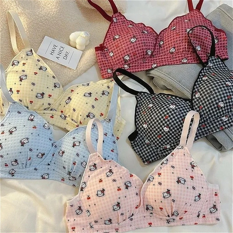 소녀들을 위한 스위트 액티브 브라, 만화 캐릭터 푸쉬업, 편안하고 귀여운 여성 스포츠 브라, 속옷, 통기성 좋은 여성용 브라