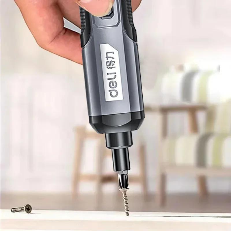 Deli Electric Screwdriver 3-Speed Large Torque Cordless 2000mAh Battery Drill 4V Power Tools Set Household Maintenance Repair