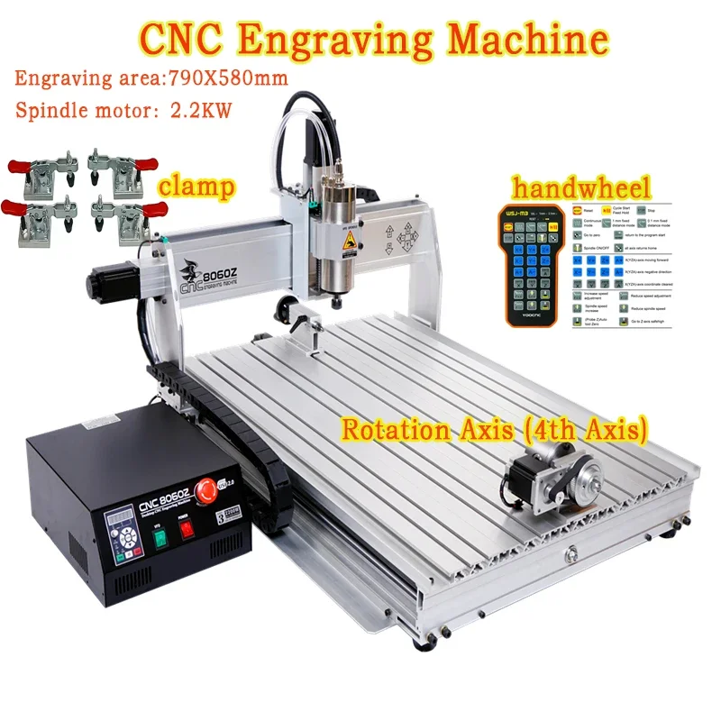 

Фрезерный станок с ЧПУ 2,2 кВт, 4 оси 8060, USB-порт, гравер с ЧПУ, гравировальный станок для резьбы по дереву, фрезерный станок для печатных плат Mach3