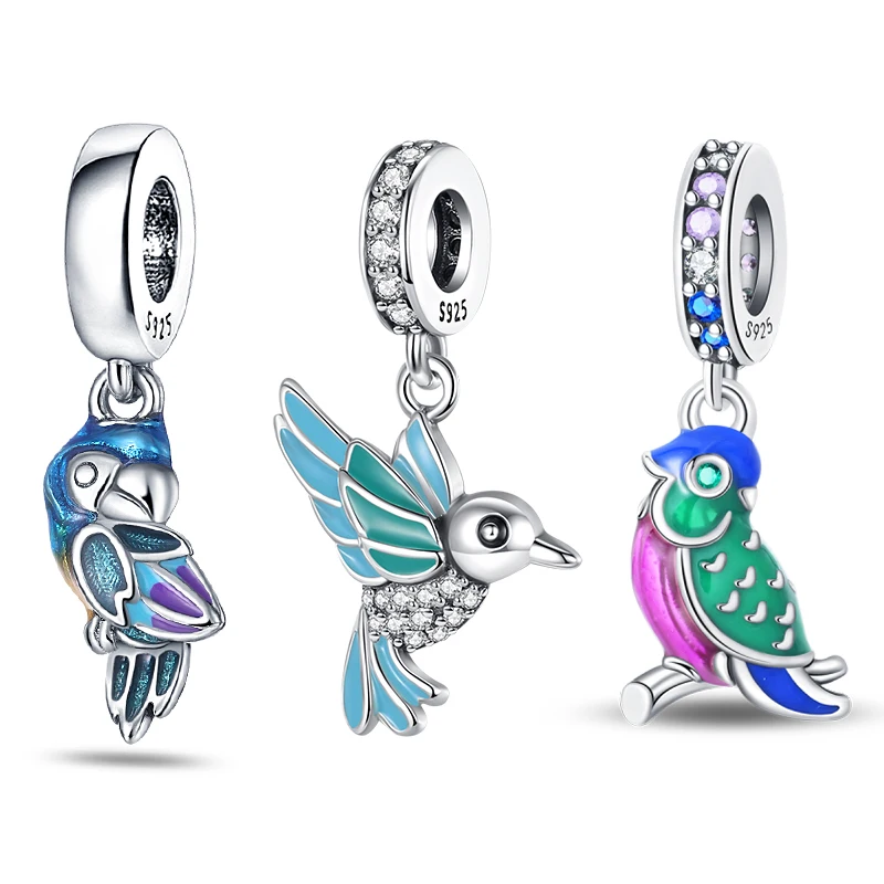 Original Charms 925 Silver Parrot & Bird Charms Bead Fits Women 3mm Original Bracelet Necklace DIY Fine Jewelry Gift 2024 New in