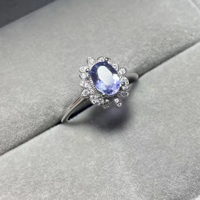 

1 кольцо из стерлингового серебра 925 пробы с натуральным синим флюоритом, регулируемое кольцо для женщин, кольцо в подарок