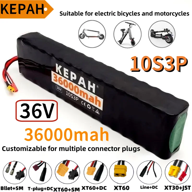 36V Rechargeable Lithium Battery Pack lpega18650 10S3P 500W Power Modified 36V Electric Scooter Battery