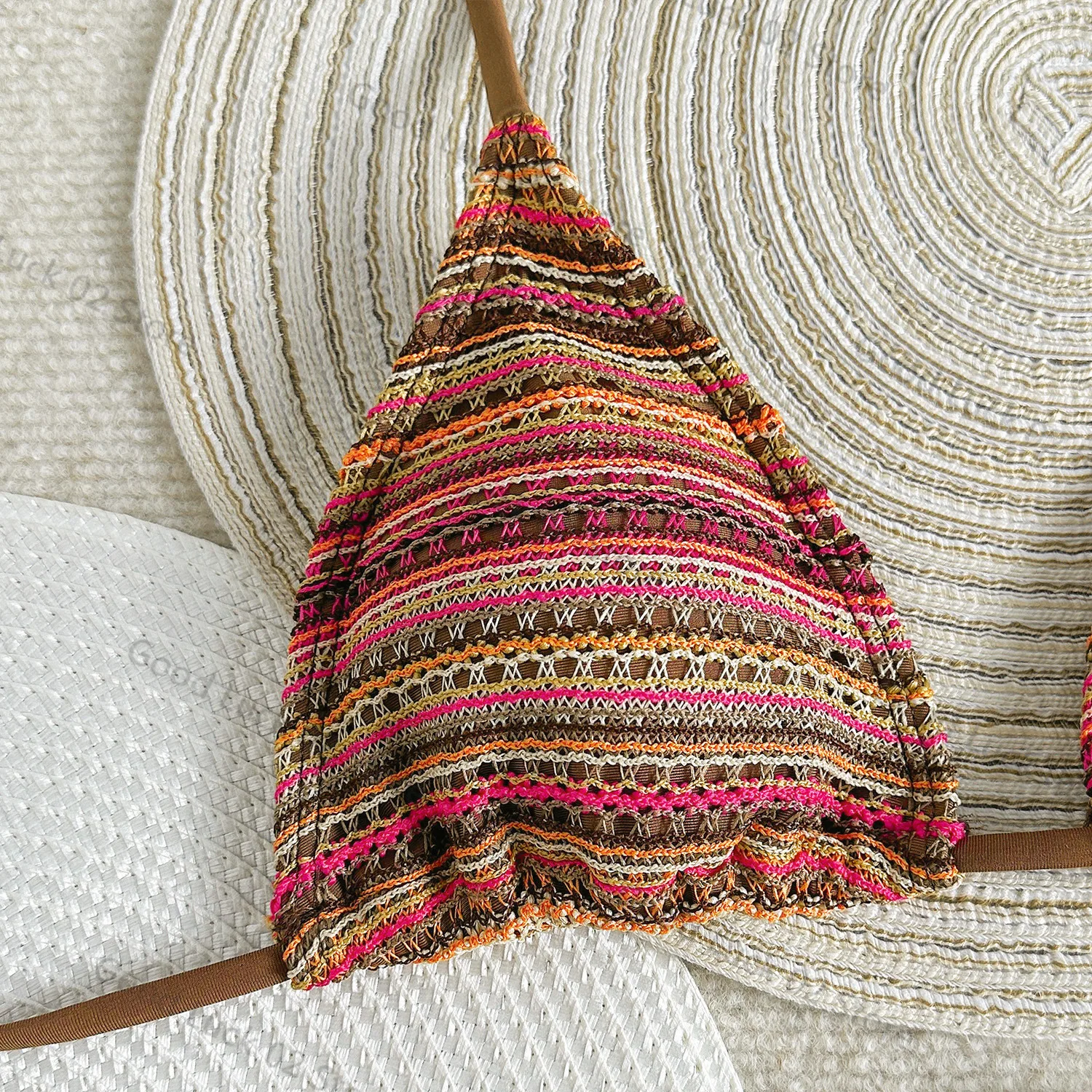 Conjuntos de bikinis sexy de punto a rayas con lazo halter de tres piezas con pantalones cortos trajes de baño ropa de playa traje de baño biquini tankini