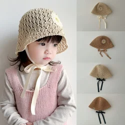 1-7Y Newborn Baby Girls Boys Kids Lace Trap Hats Princess Summer Bucket Straw Sun Hat Cap