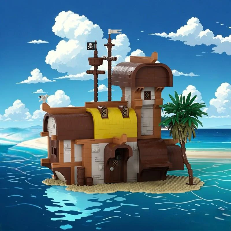 

1072 шт. MOC Пиратский дом Пираты Строительные блоки Рождественский подарок Когнитивные игрушки на основе царства Ресурсы логического мышления Dr