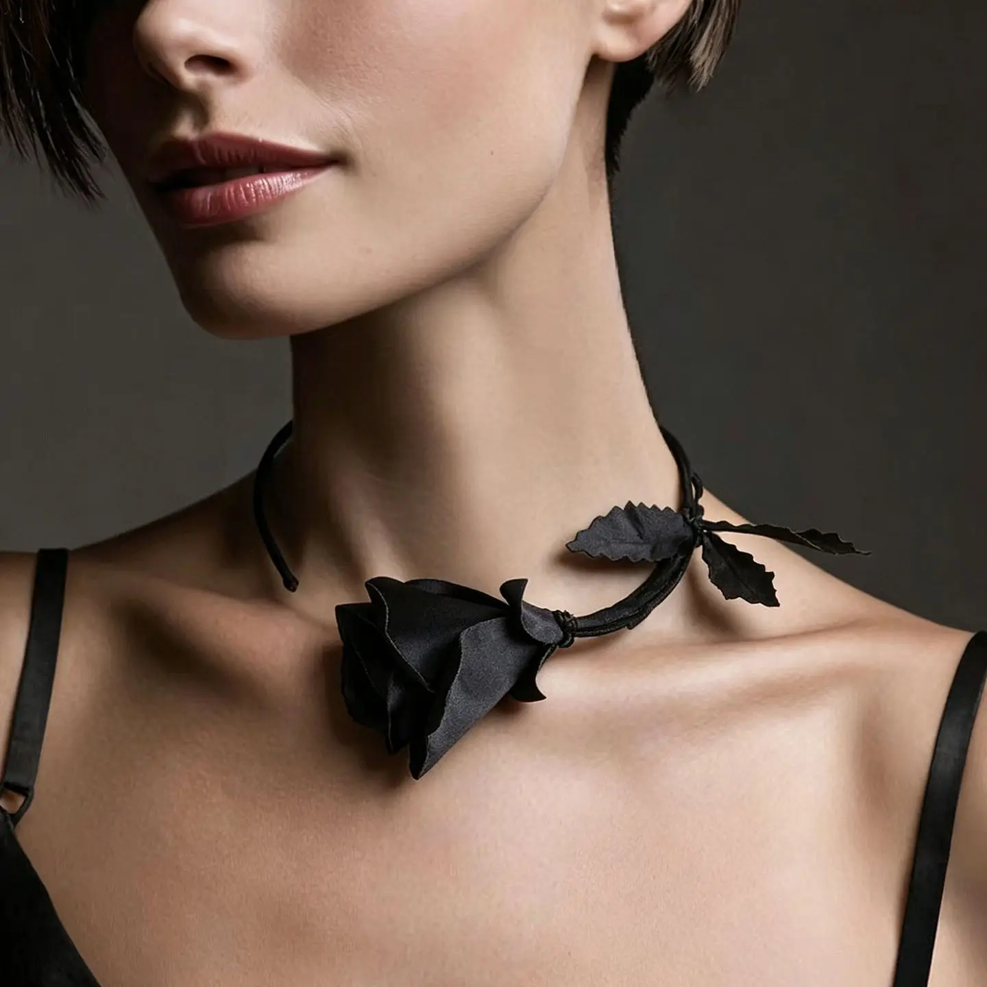 Fashion Jewelry Handmade White Black Rose Flower Necklace Women Female Gifts Wedding Gowns And Formal Wear Accessories