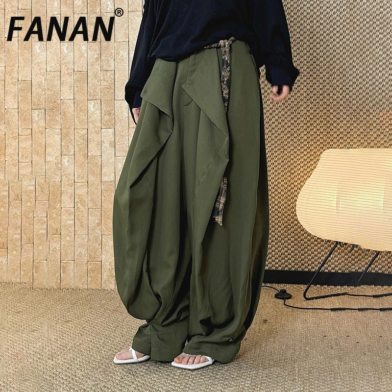 

Модные плиссированные брюки FANAN для женщин, с высокой талией, широкие штанины, в корейском стиле, свободная одежда, женские, весна 2026, новинка
