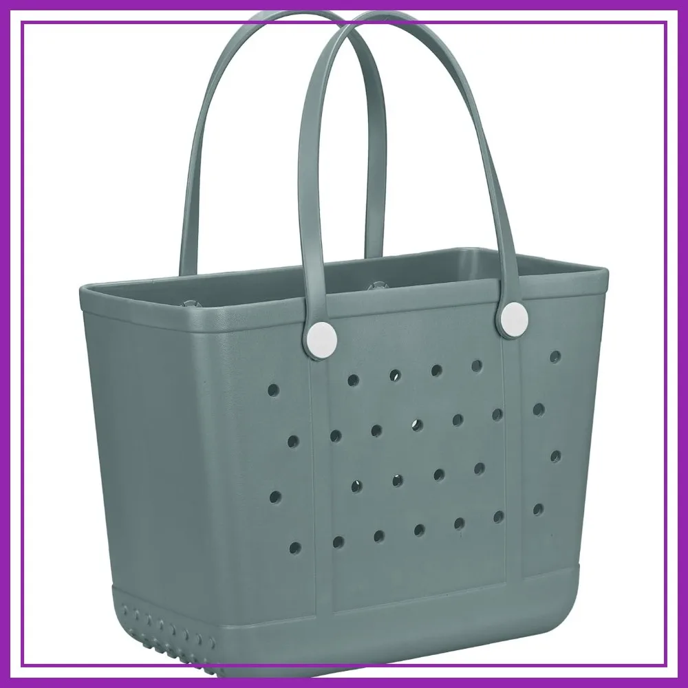 

Large Rubber Beach Tote Bag, Waterproof Washable Hand Bag for Women, Pool Yoga Accessories