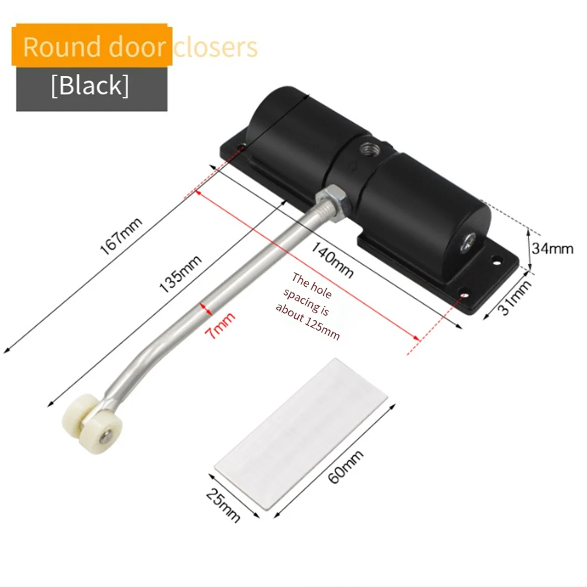 

A002 180 Degree Automatic Door Closer Metal Adjustable Heavy Duty Safety Spring Silence Convert Hinged Door Interior Exterior
