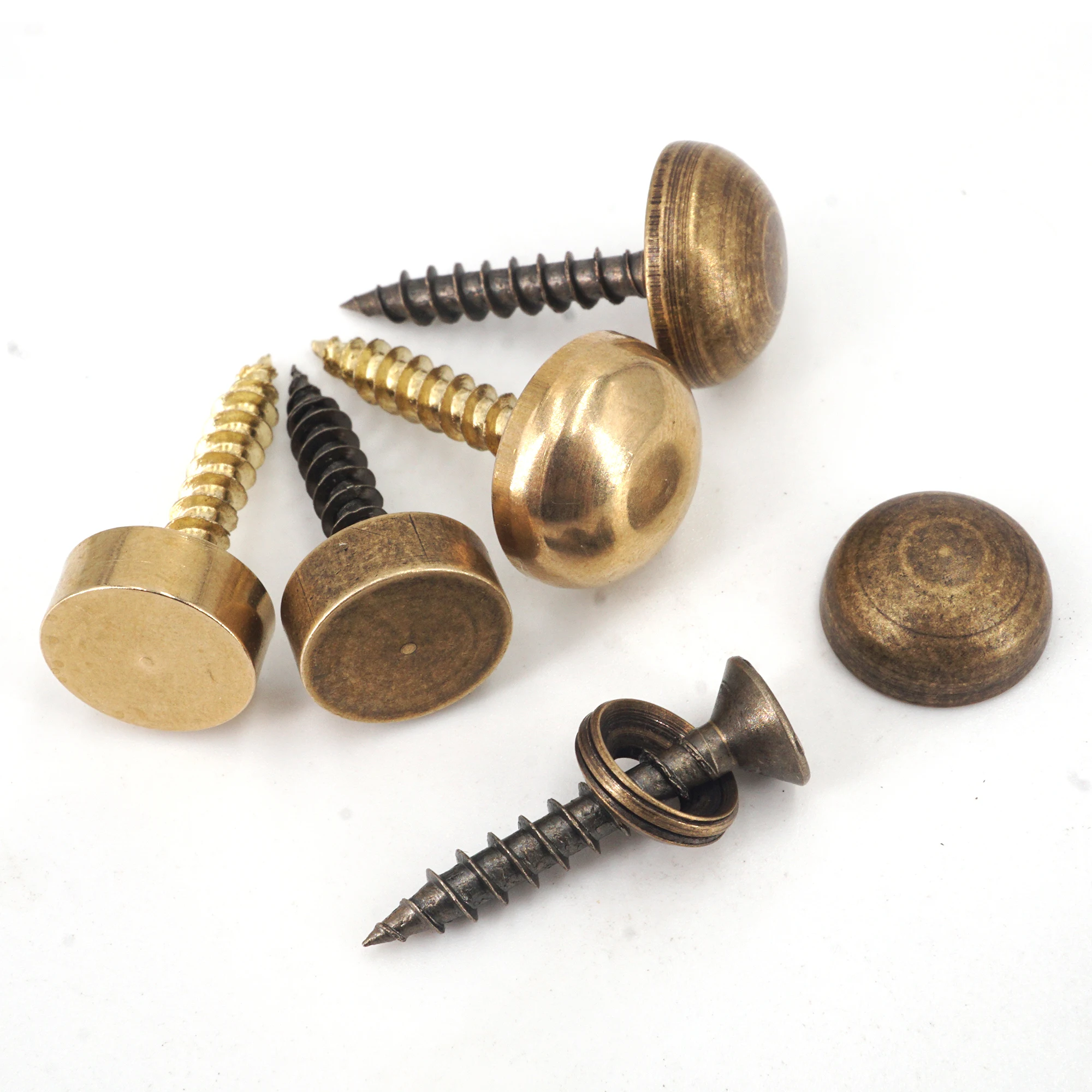 

8 Sets Brass Decorative Nail Mirror Advertising Board Cap Cover Self-tapping Screw 9mm/12mm/13mm/15mm