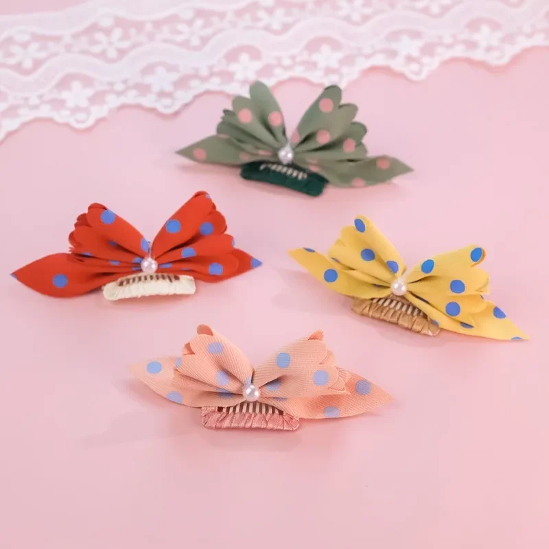 Pet Supplies Pet Hair Decoration Clip Hair Clip Long Haired Cat Teddy Maltese Dog Polka Dot Bow Cat Dog Accessories