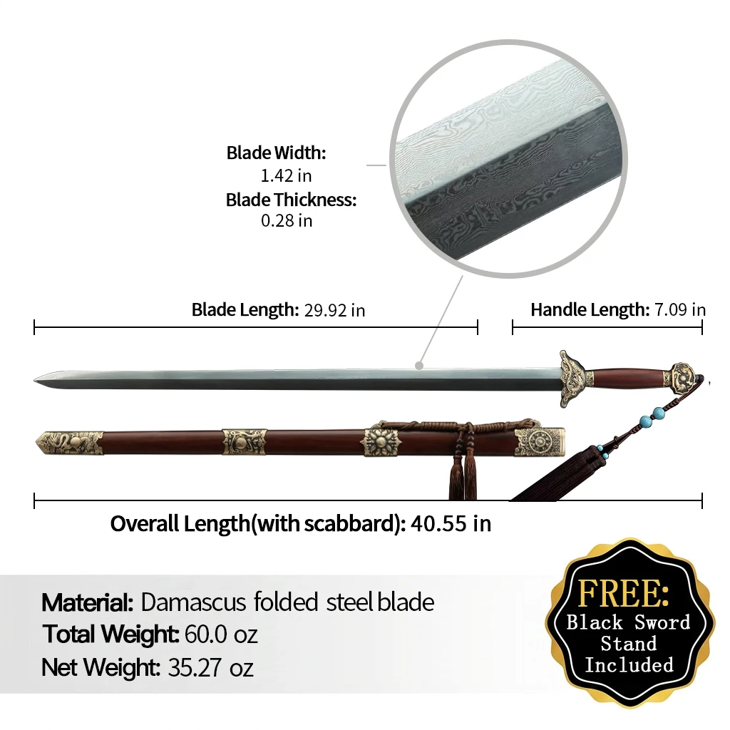 Longquan Tai Chi Practice Sword Sandalwood ScabbardTraditional Chinese Martial Arts Training & Decorative Collectible Sword