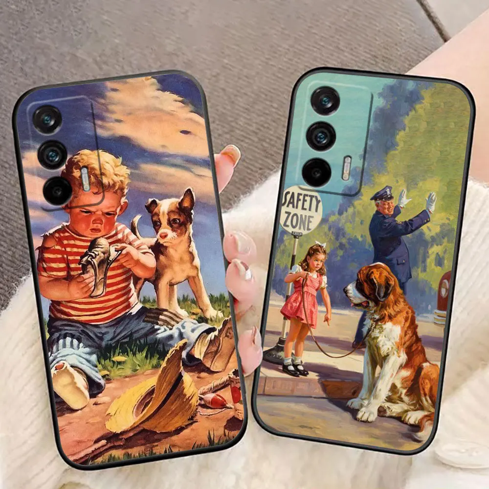 Vintage Children Dog Pets Phone Case For Realme C11 C20 C21 C21Y C30 C30S C33 C35 C55 C53 C63 C65 GT NEO 2 NARZO 50 X50 Case