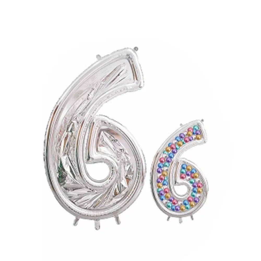 

0-9 Number Number Balloon Stand Aluminum Film 3D Silver Digital Balloon Frame 65 Inch Giant Size Foil Number Balloon