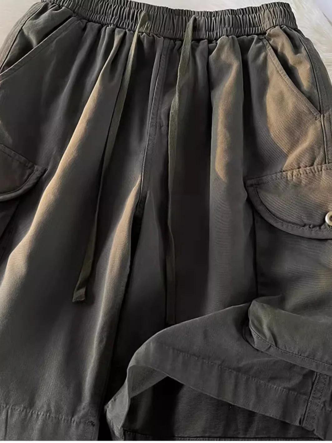 Japonês streetwear marca pesada waed workwear orts masculino verão ao ar livre solto tamanho grande casual calças de cinco quartos