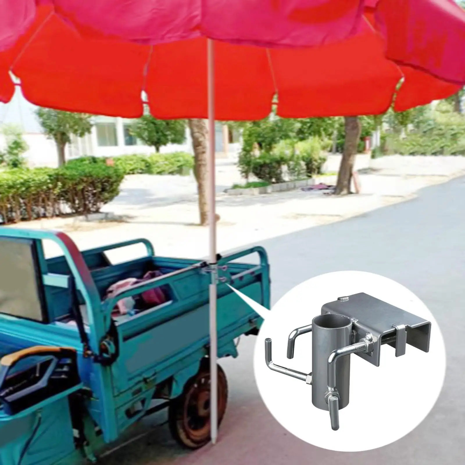 Tricycles Sun Umbrella Stand Parasol Holder Adjustable for Benches, Fences Heavy