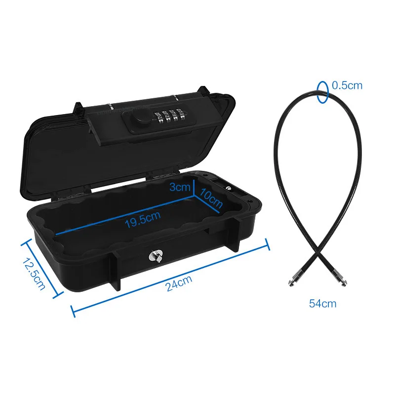 Portable Security Lock Box with Combination Lock Waterproof Mini Safe Box with Cable Travel Storage Case for Hotel Car Office ﻿