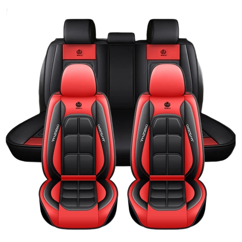 

5pcs Full Set Car Seat Covers - Fit for Most Sedans, SUVs & Trucks - Premium PU Leather, Waterproof & Breathable Auto Seat Pad