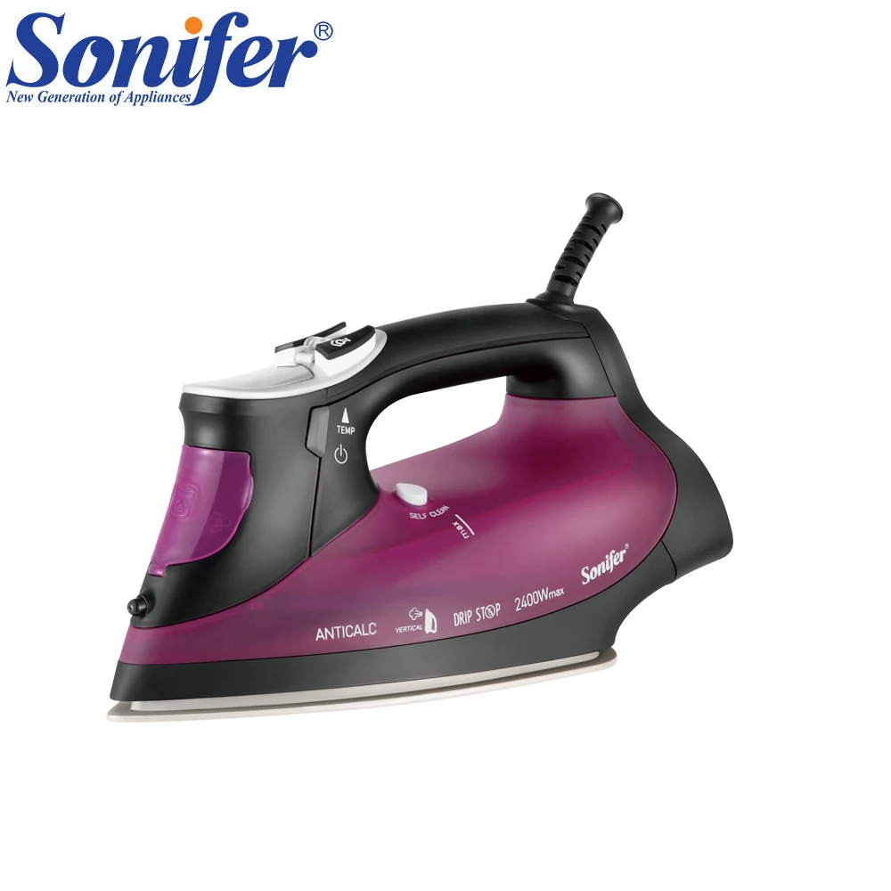 LCD Steam Iron 2400W Fast Heating 340ml Water Tank Travel Iron Upright Steam Adjustable Steam Self-Cleaning Ceramic Solepla