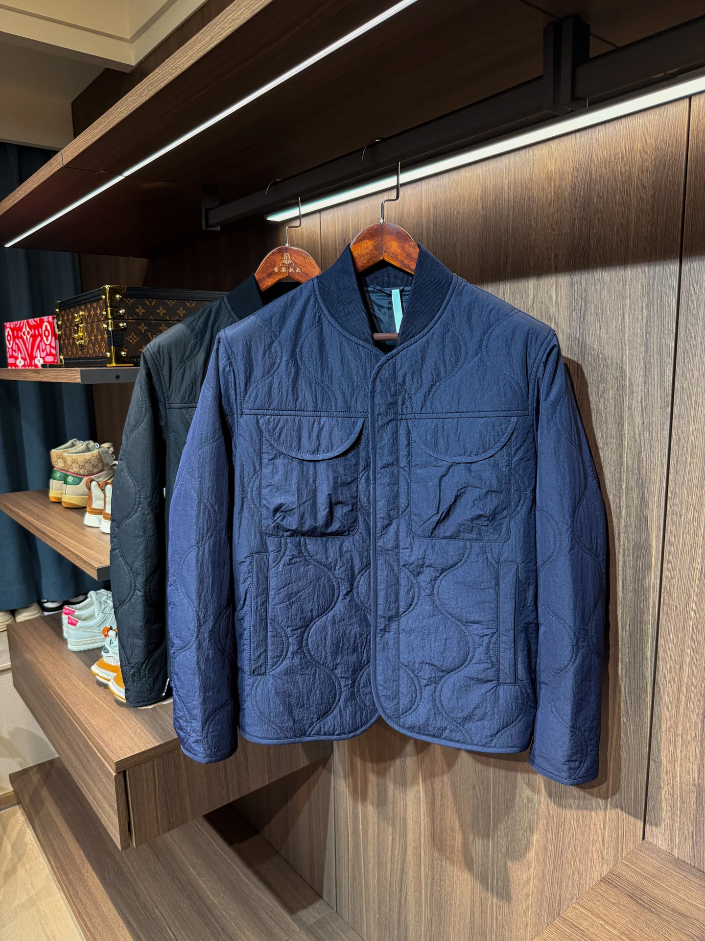 

Classic Diamond Patterned Winter Cotton Jaet Lightweight Warm Windproof Men's Busin Casual Thin Cotton Coat