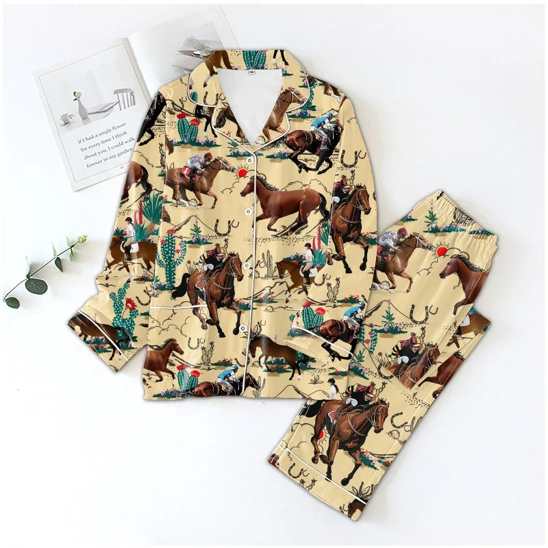 POD New Autumn and Winter Europe and The United States 3D Printed Shirt Long Sleeve Trousers Home Pajamas Large Size Pajamas