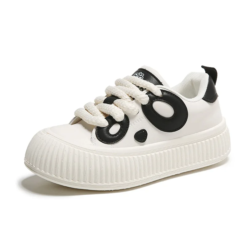 

Cartoon Panda Women Bread Shoes Korean Style Fashionable Thick-soled Casual Skate Shoes Versatile Breathable Flat-soled Sneakers