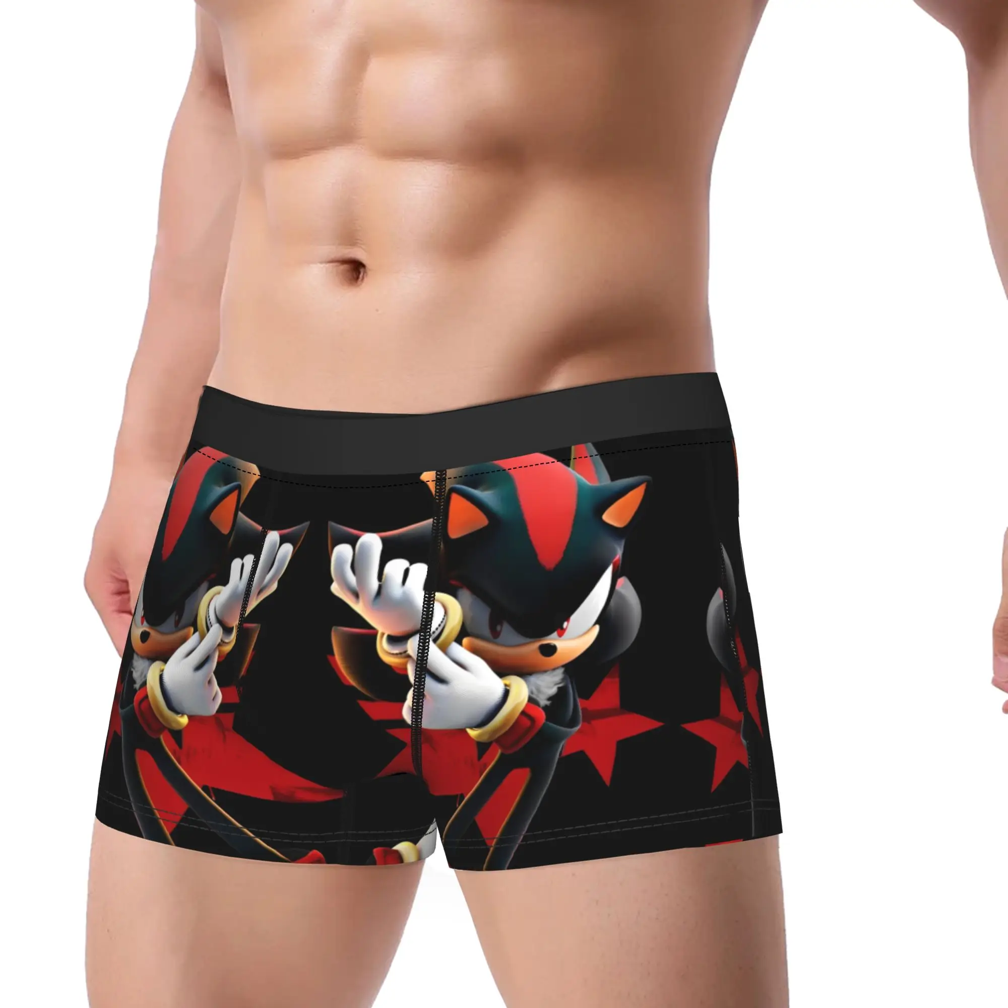 

Men Shadowed Hedgehog Anime Game Cartoon Underwear Novelty Boxer Briefs Shorts Panties Homme Breathable Underpants Plus Size