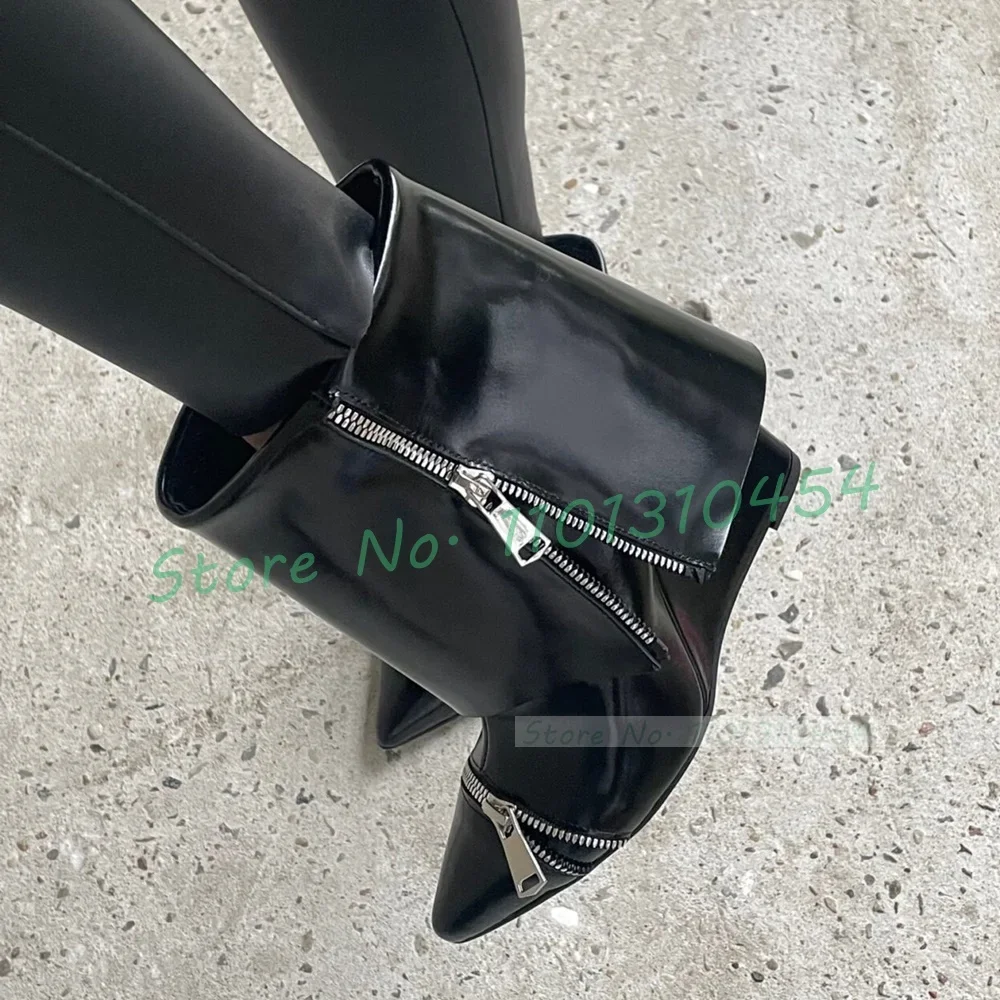 

Женские ботильоны на танкетке с застежкой-молнией и заостренным носком