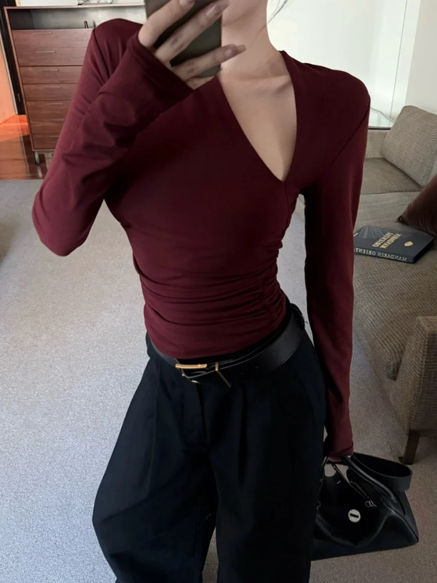 

Сексуальные облегающие футболки Alien Kitty, новые утепленные зимние женские однотонные обтягивающие футболки с длинными рукавами, 2025 г., повседневные базовые футболки с длинными рукавами