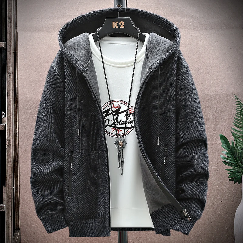 

Осень-зима 2022, мужской свитер, толстый теплый вязаный мужской свитер с капюшоном, удобный дышащий повседневный мужской джемпер, свитер