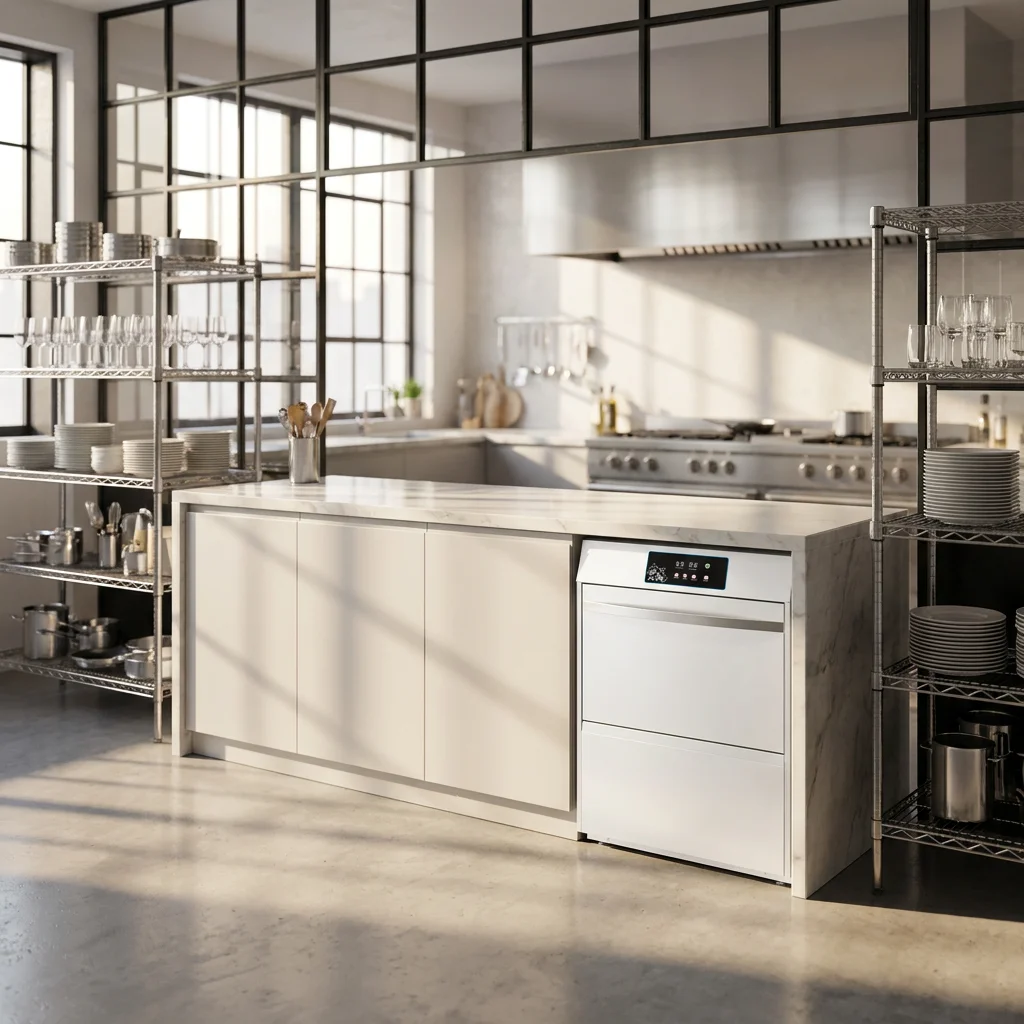 Embedded Electric Powered High Temperature Disinfection High Efficiency Under-counter Commercial Dishwasher