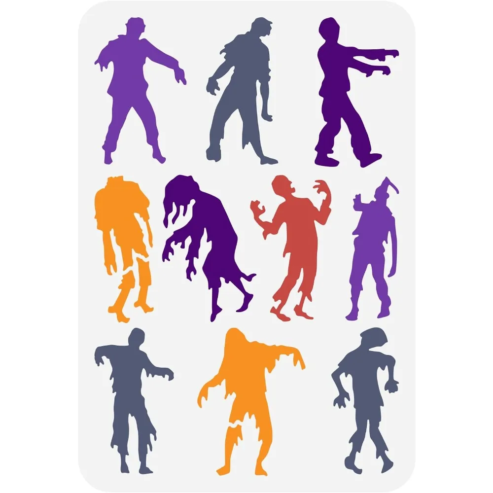 Scary Zombies Painting Stencil 8.3x11.7inch Halloween Zombies Wall Painting Stencil Halloween Themed Pattern Stencil