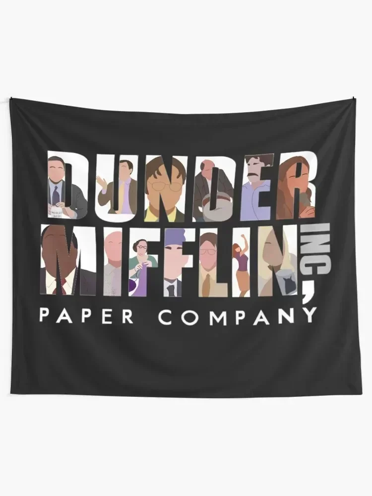 Dunder mifflin ink logo with characters Tapestry Art Mural Decor For Bedroom Decoration Aesthetic Tapestry