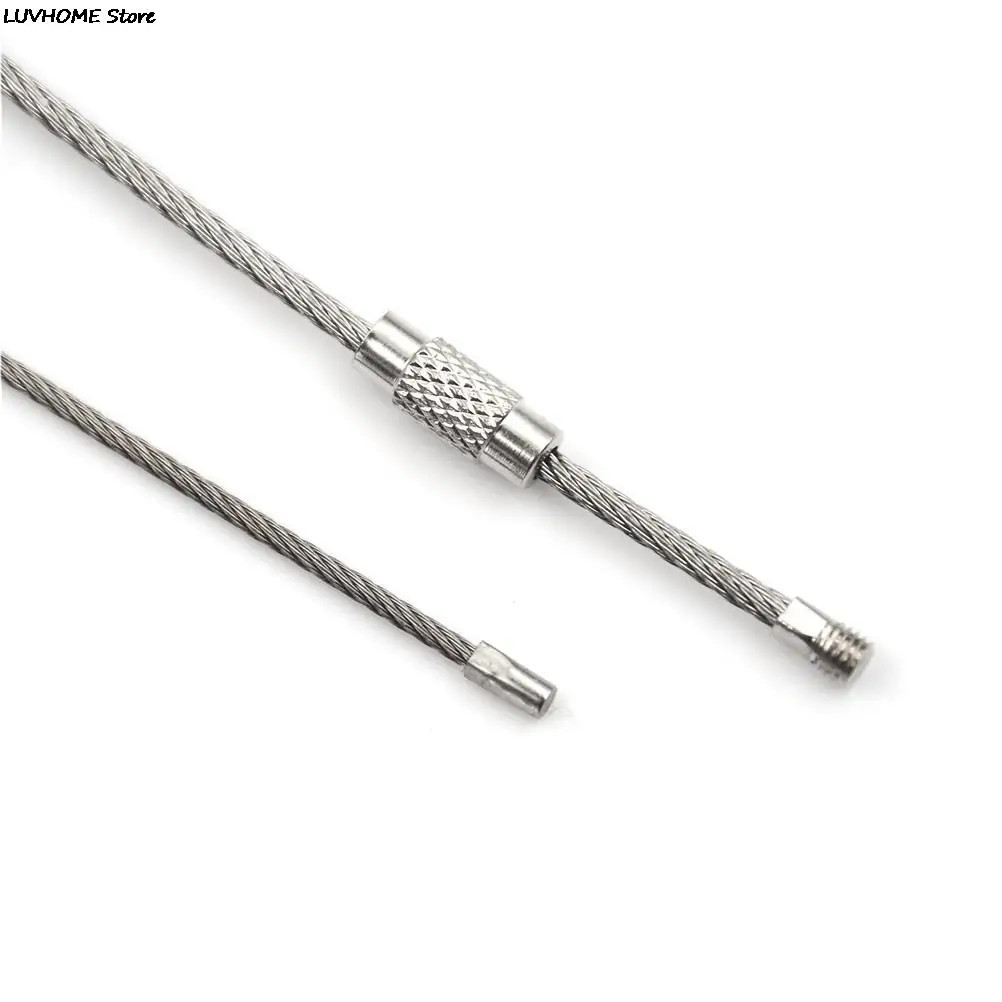 5pcs Or 10pcs Keychain Tag Rope Stainless Steel Wire Cable Loop Screw Lock Gadget Ring Key Keyring Circle Camp Hanging Tool